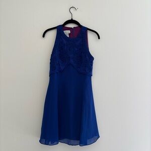 Vintage 90s Scott McClintock Blue Halter Mini Dress